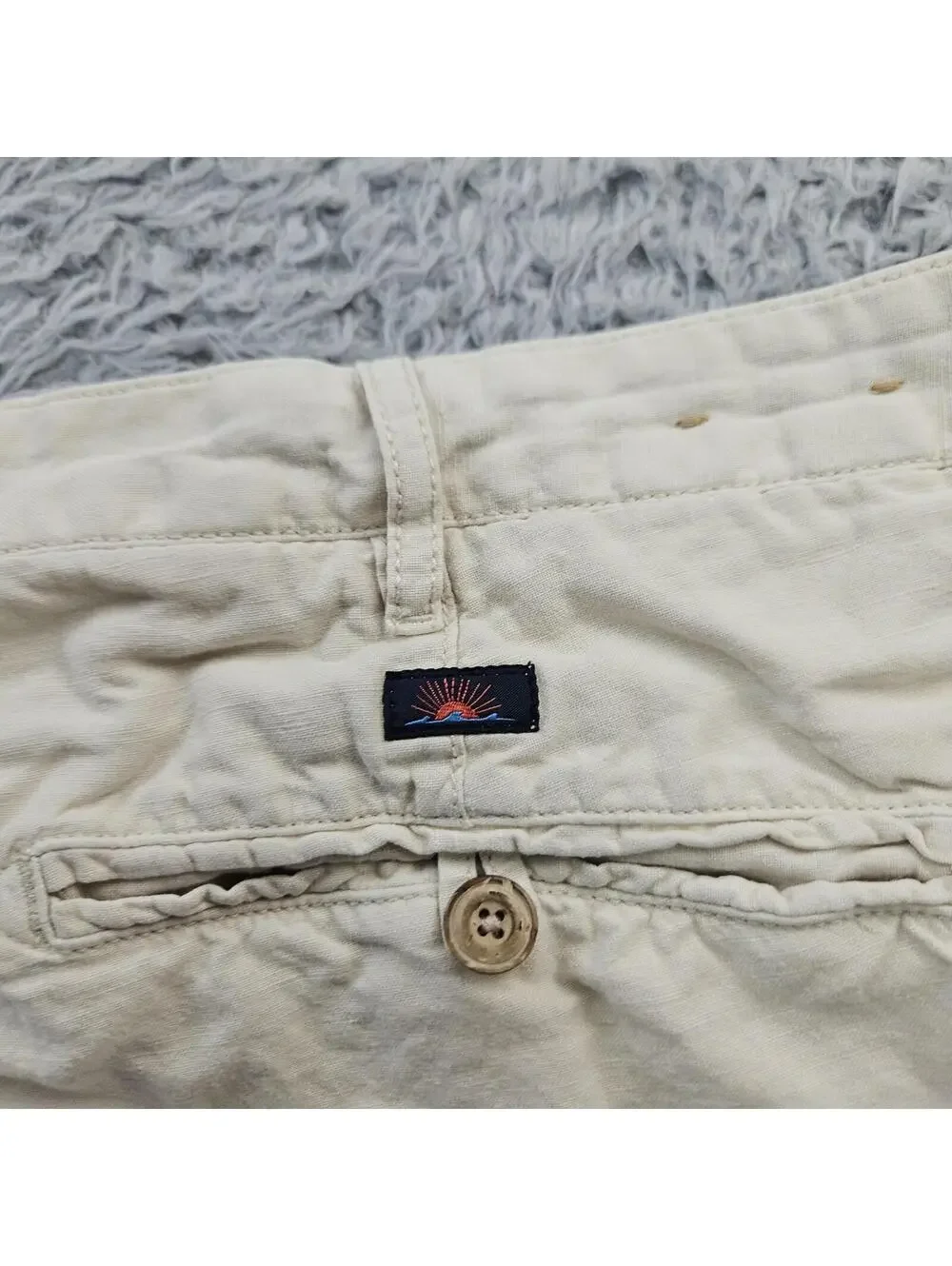 Faherty Shorts Men 38x9 Malibu Linen & Cotton Chino Shorts in Stone MBU2263-STN